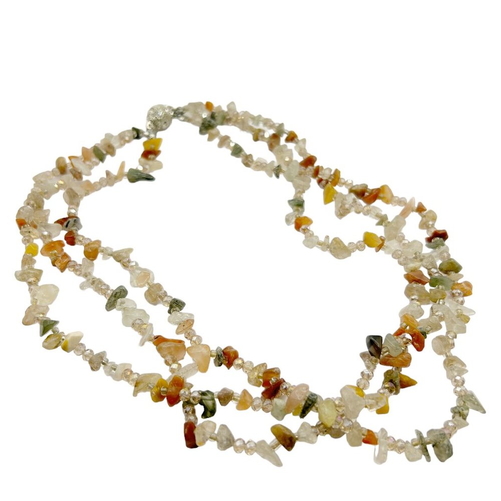 3 Strand Gemstone choker necklace - Magnetic Closure